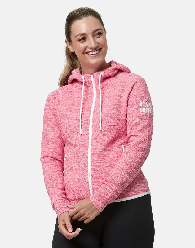 Relaxed Fashion Pink Fleck Zip Hoodie