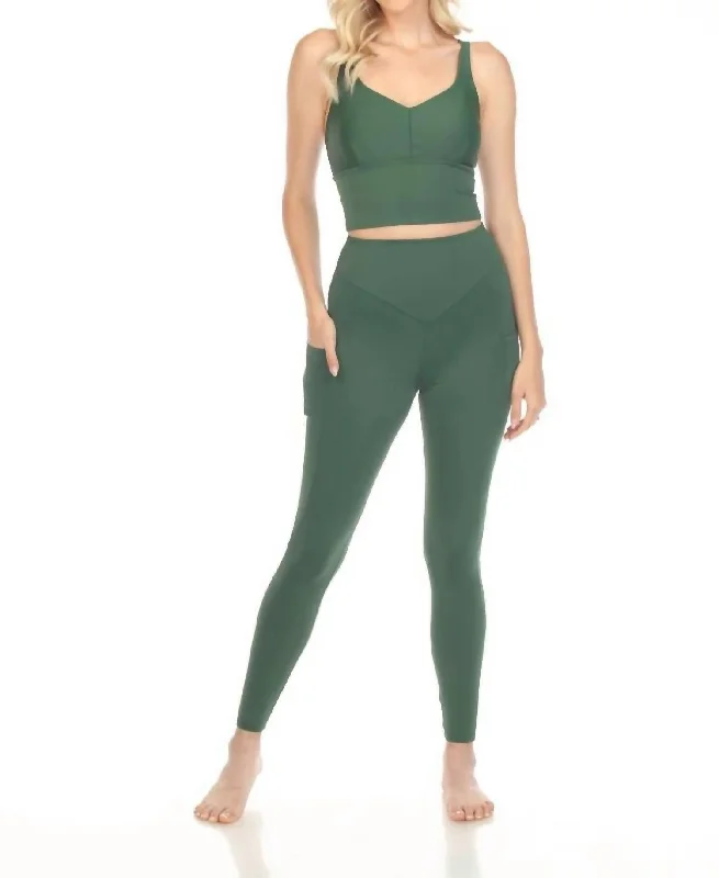 Cozy Fashion Yolanda Yoga Leggings In Forest Green