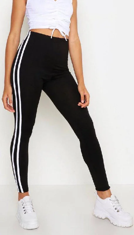Urban Chic Two Striped Leggings In Black