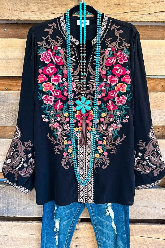 Comfy Pants AHB EXCLUSIVE: Midnight Rose Blouse - Black
