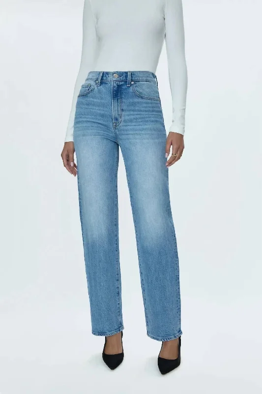 Relaxed Chic Cassie Super High Rise Straight Jeans In Blue