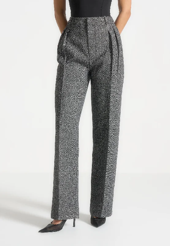 Comfortable Tops Tailored Twin Pleat Wool Trousers - Grey