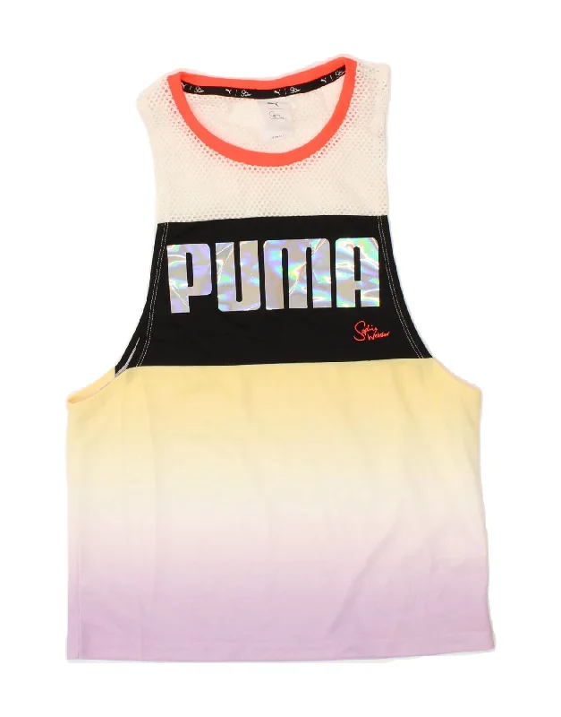 Relaxed Fits PUMA Womens Graphic Vest Top UK 6 XS Multicoloured Colourblock Polyester