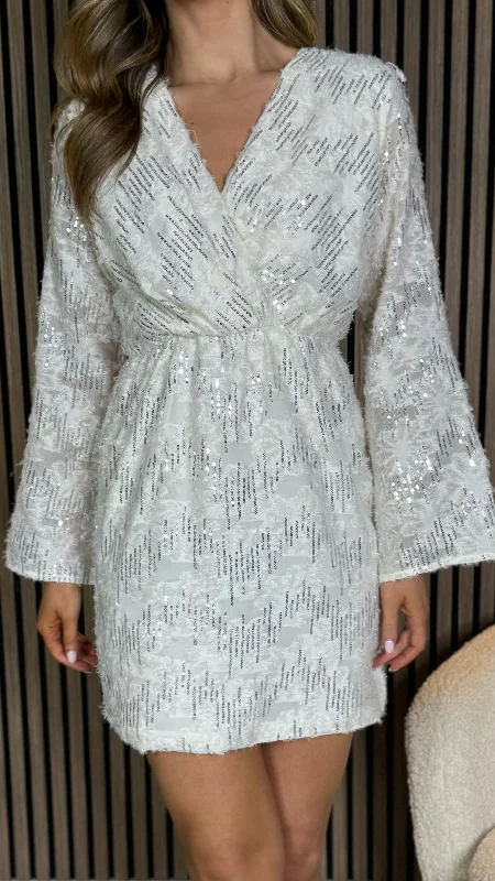 Cozy Footwear Riva Beige Sequin Detail Mini Dress