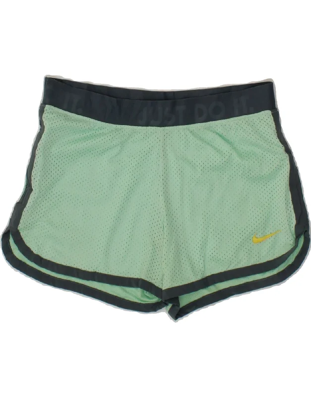 Light Dressing NIKE Womens Dri Fit Sport Shorts UK 8 Small Green Polyester
