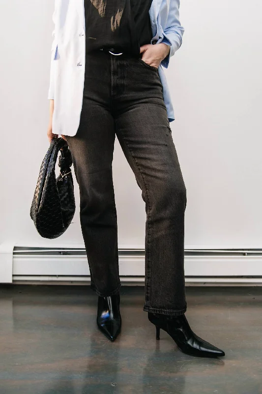 Comfortable Tops Ally High Rise Ankle Boot Jeans In Black