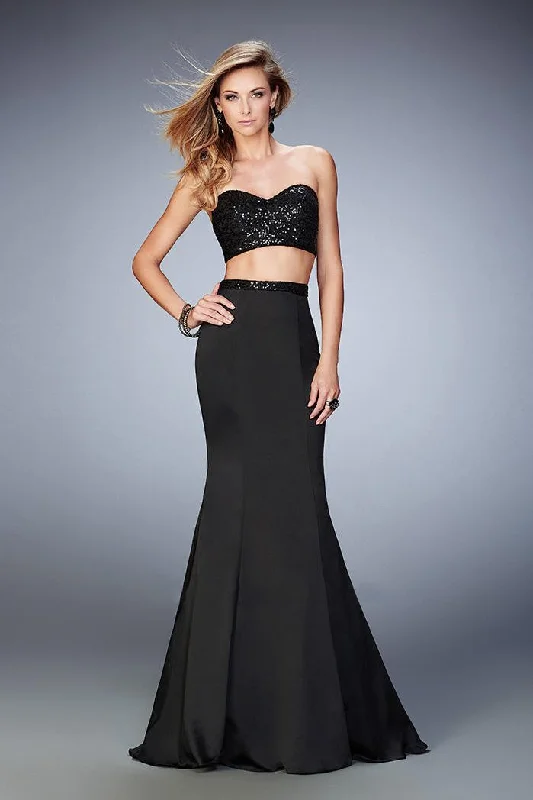 Soft Tops La Femme Gigi - 22220 Scintillating Sequin Two-Piece Mermaid Gown