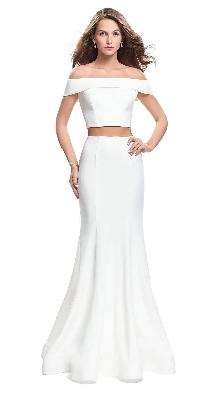 Relaxed Looks La Femme - 25578 Two-Piece Fold-Over Off Shoulder Jersey Gown