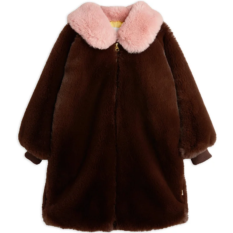 Timeless Outfits Fluffy Faux Fur Coat in Brown by Mini Rodini