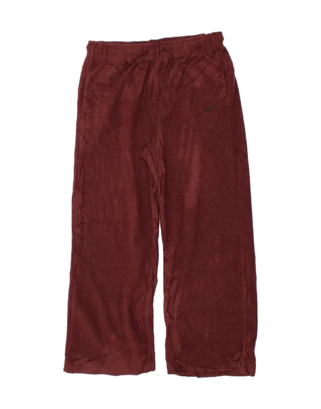 Warm Chic NIKE Womens Mid Rise Fleece Tracksuit Trousers UK 18 XL Burgundy