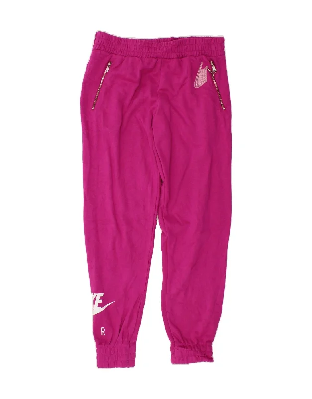 Simple Chic NIKE Womens Graphic Tracksuit Trousers Joggers UK 14 Medium Pink Cotton
