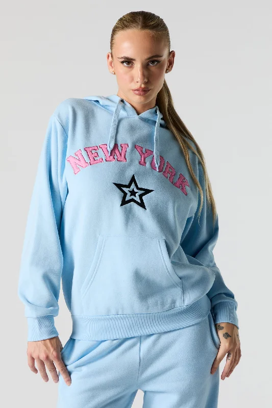 Timeless Style City Embroidered Fleece Hoodie