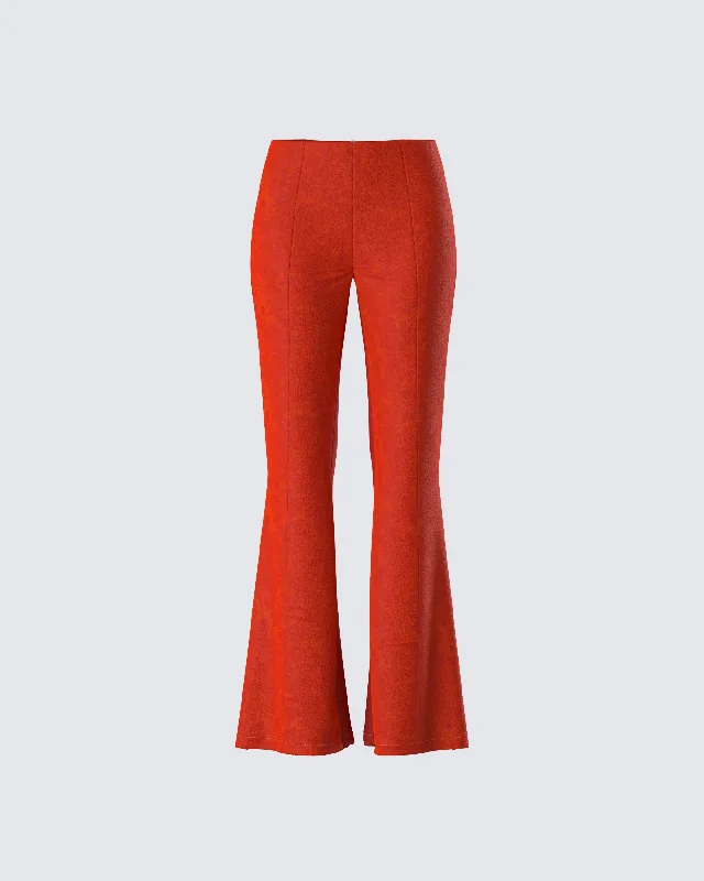 Breathable Style Emi Two Tone Orange Faux Suede Pant