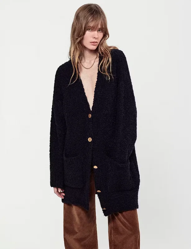 Casual Comfort Boyfriend Bouchle Cardi, Navy