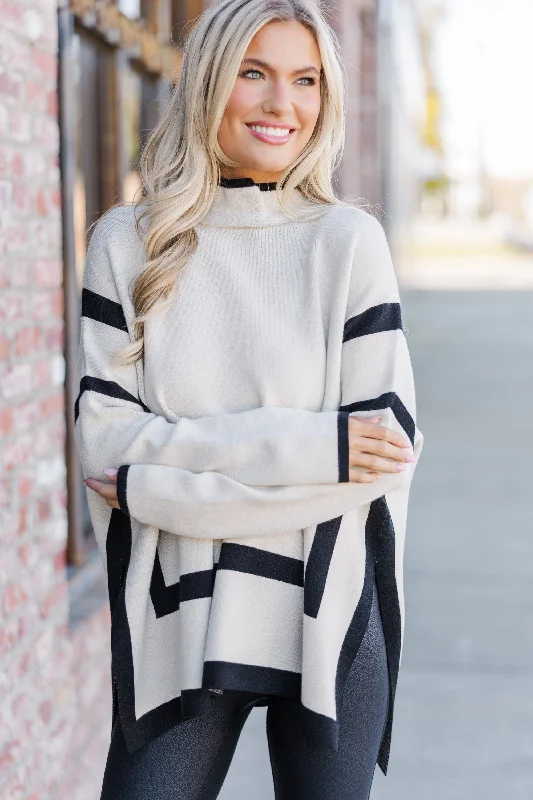 Easy Comfort Style All The Best Ecru Striped Sweater Tunic