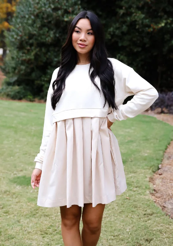 Comfortable Jackets FINAL SALE - Precious Impression Natural Sweatshirt Dress