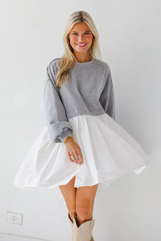 Relaxed Looks FINAL SALE - Contemporary Elegance Heather Grey Sweatshirt Dress