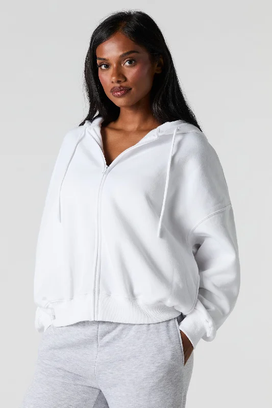 Soft Wearables Boxy Zip-Up Fleece Hoodie