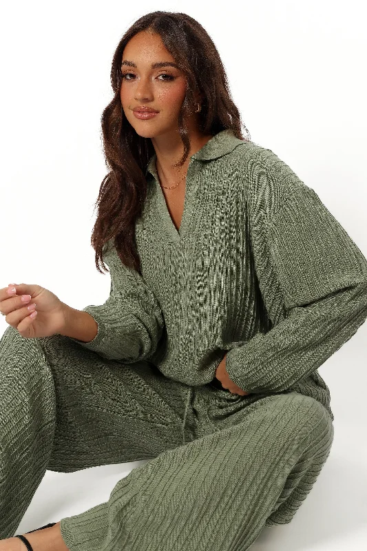 Stylish Fit Sonole Cable Knit Sweater - Khaki