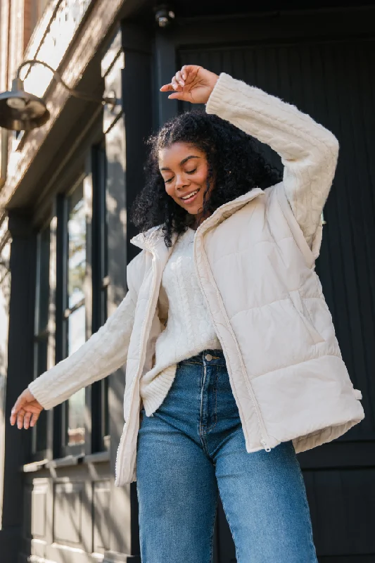 All-Day Outfits Best Bet Cream Oversized Puffer Vest SALE