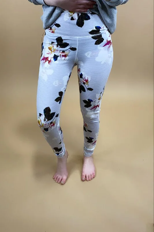 Cozy Lounge Wear Floral print/Stripe Active Wear Leggings - FINAL SALE