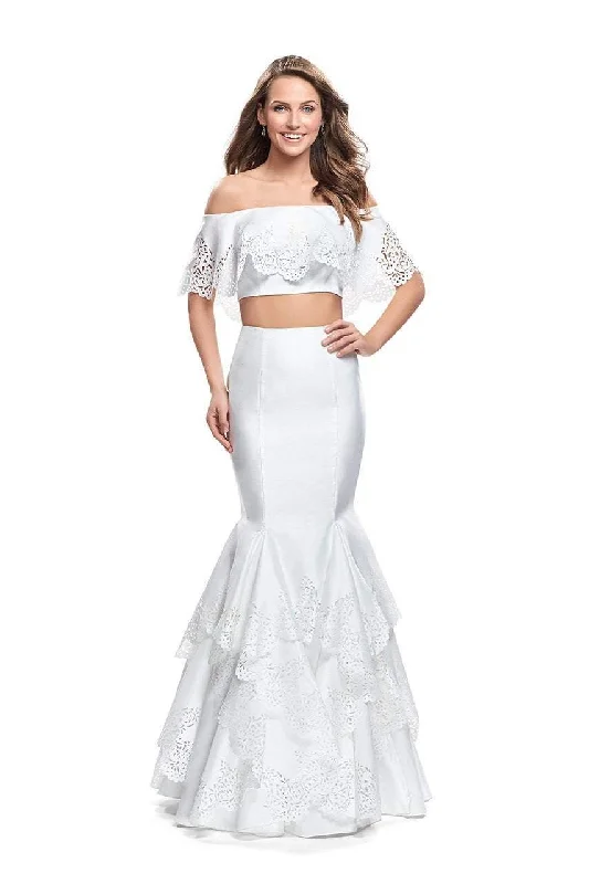 Versatile Casuals La Femme - 26193 Two Piece Laser Cut Mermaid Dress
