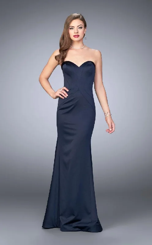 Classic Comfort La Femme - 23197 Tuck-Sculpted Satin Sweetheart Long Evening Gown