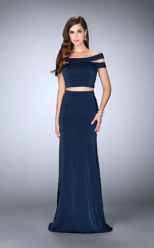 Fashionable Comfort La Femme - 24520 Exquisite Off-Shoulder Jersey Long Evening Gown