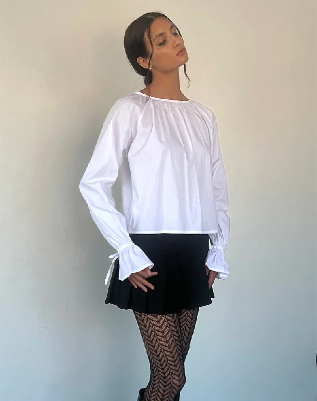 Relaxed Clothing Bulila Tie Sleeve Blouse in White Poplin