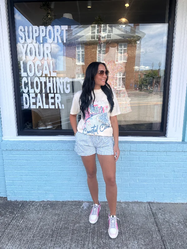 Soft Knitwear Baby Blue Plaid Shorts