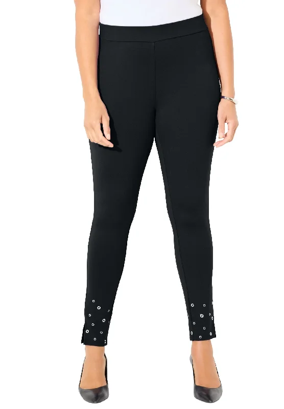 Cozy Fashion Trends Black Label Grommet Ponte Pant