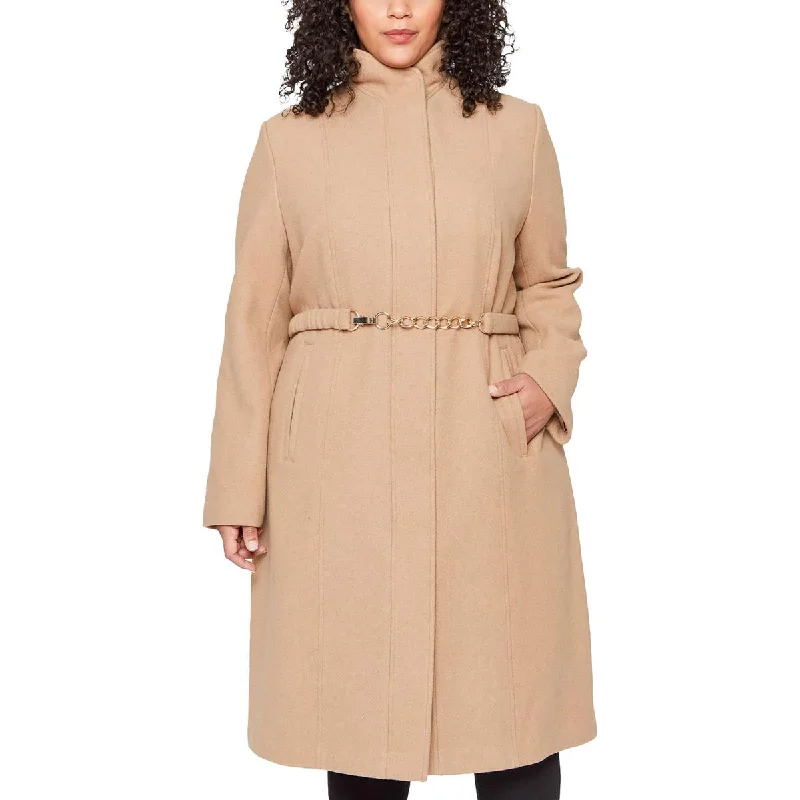 Relaxed Chic Vince Camuto Womens Plus Chain Long Walker Coat