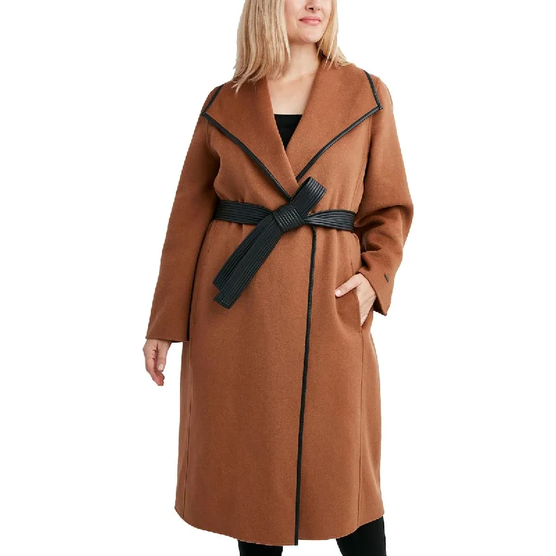 Comfy Layers Tahari Womens Plus Wool Blend Long Trench Coat