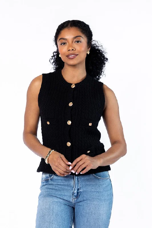 Comfortable Chic Never Settle Black Sweater Vest