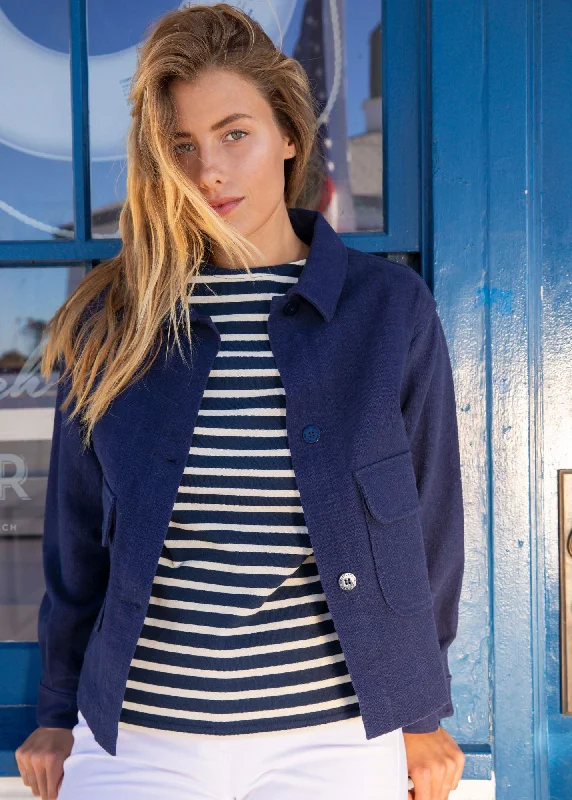 Soft Casuals ST SOPHIE - French Workwear-Style Light Jacket with Pockets for Women | Slub Canvas (NAVY)
