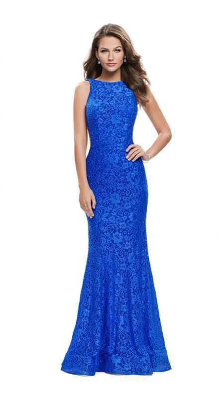 Soft Looks La Femme - 24903 Sleeveless Jewel Back Lace Mermaid Gown