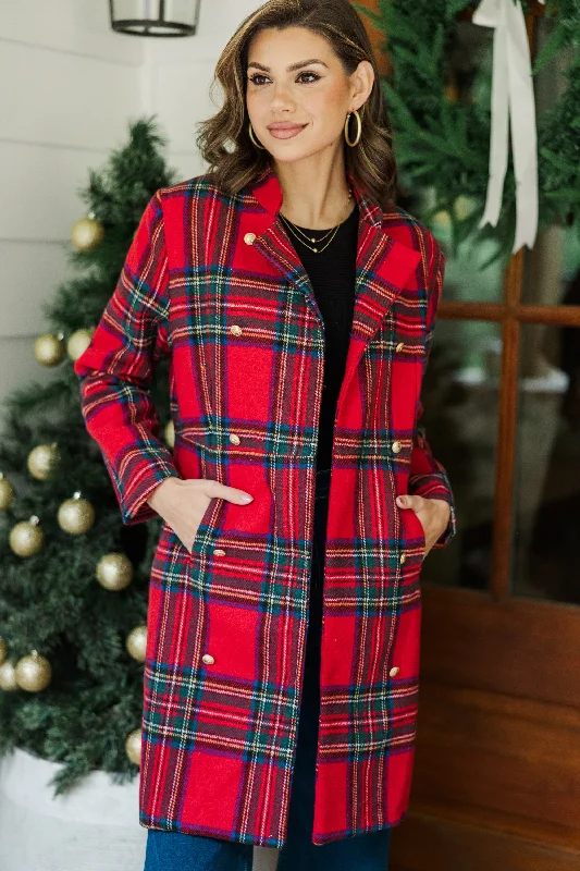 Urban Chic City Streets Red Plaid Coat