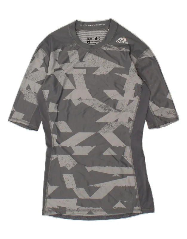 Easy Chic Wear ADIDAS Womens Climachill Graphic T-Shirt Top UK 16 Large Grey Geometric