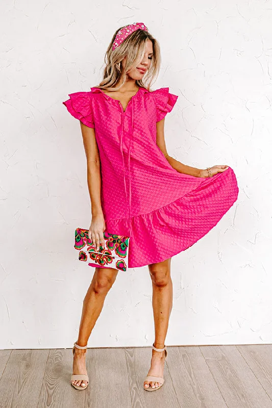 Weekend Comfort Wear Cutest In The Room Shift Dress In Hot Pink