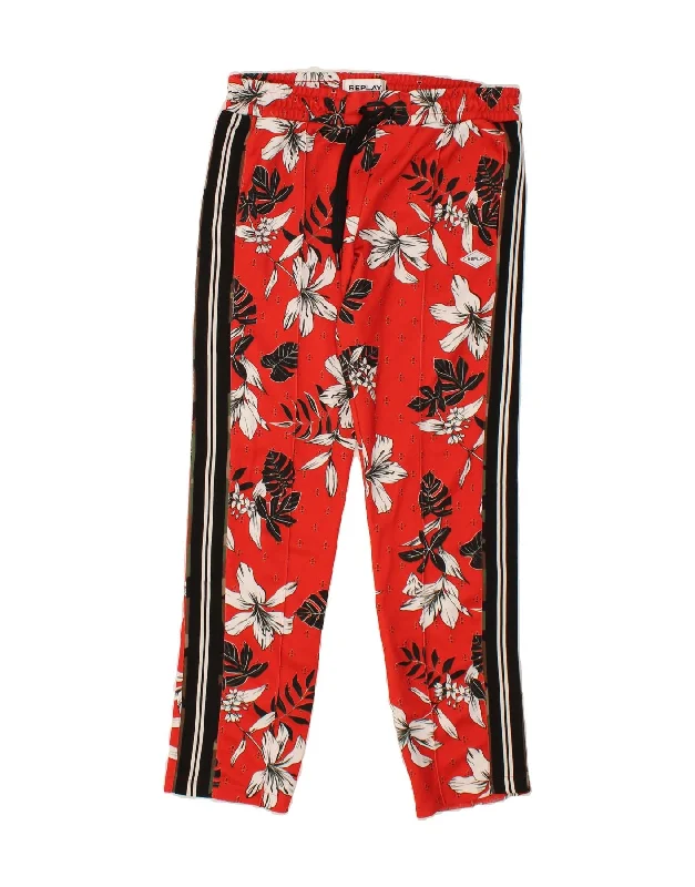 Easy Chic Wear REPLAY Womens Graphic Tracksuit Trousers UK 16 Large Red Floral Polyester Easy Chic Wear REPLAY Womens Graphic Tracksuit Trousers UK 16 Large Red Floral Polyester