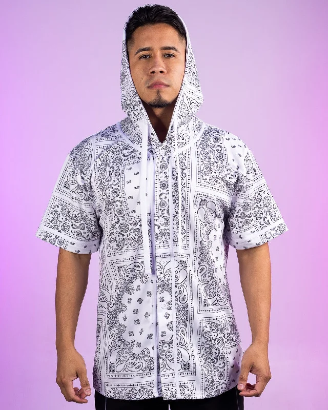 Breezy Comfort White Bandana Hooded Baseball Jersey