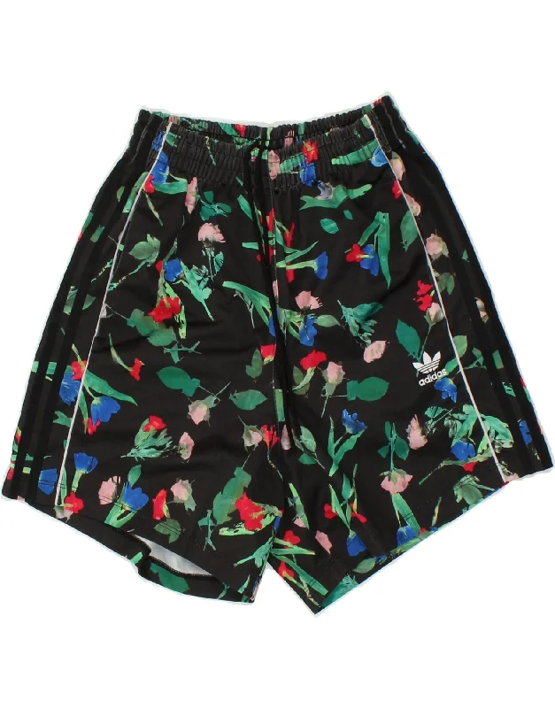 Easy Chic ADIDAS Womens Sport Shorts UK 6 XS Black Floral Polyester