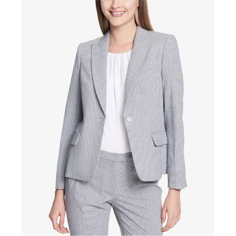 Casual Chic Looks Calvin Klein Womens Seersucker One Button Blazer Jacket, Blue, 8