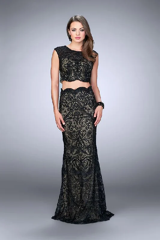 Casual Comfort Wear La Femme Gigi - 23766 Elaborate Scallop Lace Long Evening Gown