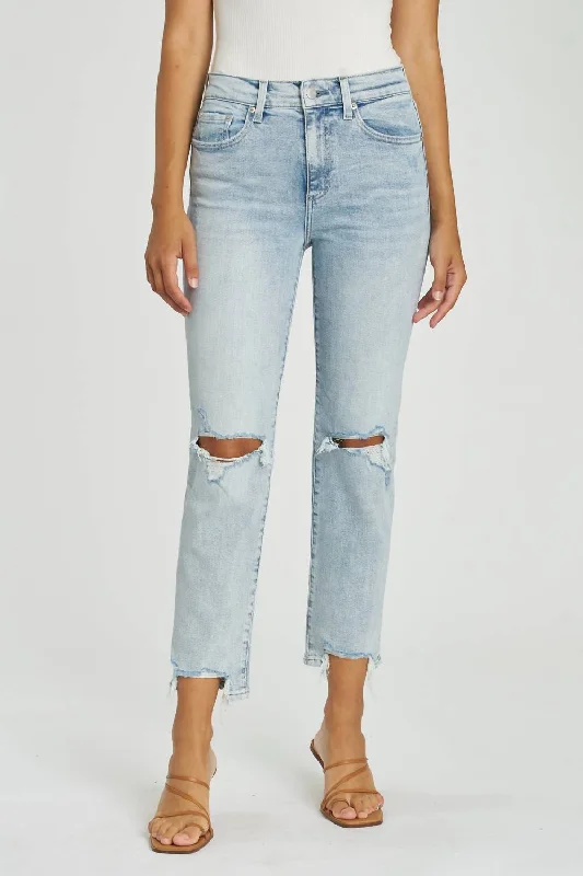 Versatile Comfort Wear Monroe High Rise Jean In Dune Distressed