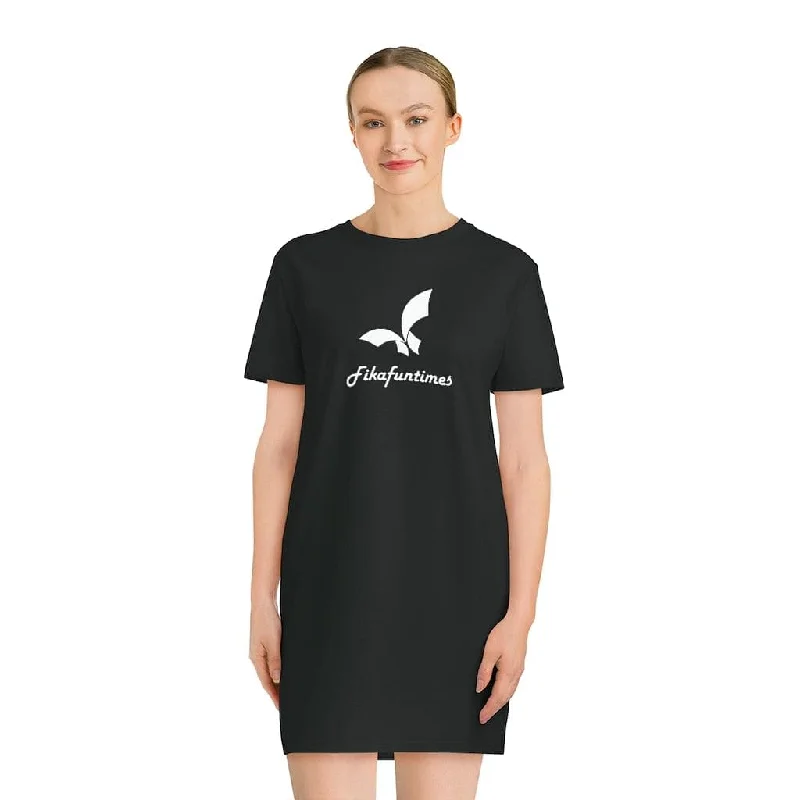 Breezy Comfort Organic Fikafuntimes Logo Print Crew Neck Tee Dress