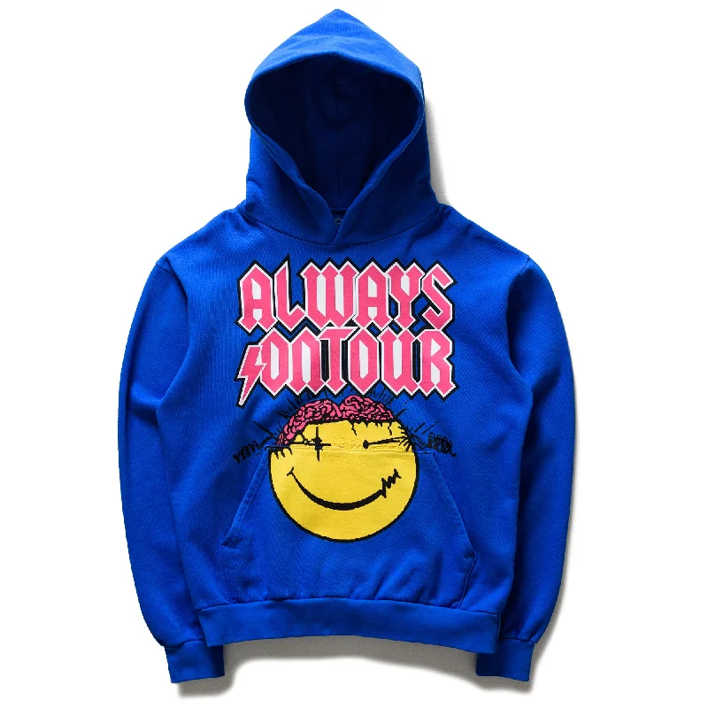 Cozy Fashion Always On Tour Smiley Hoodie - Blue