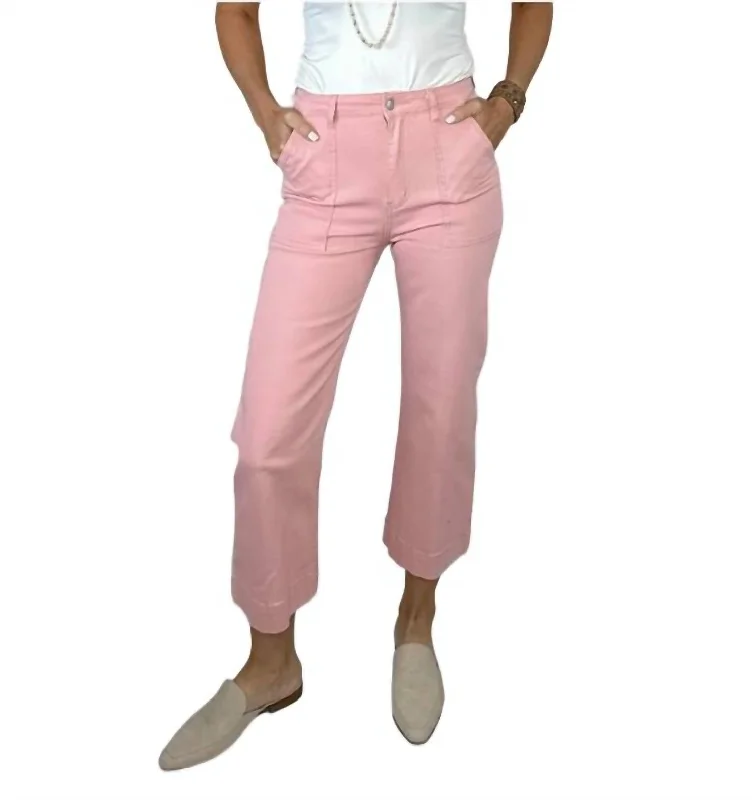 Relaxed Tops Claire Cropped Cargo Pants In Pink