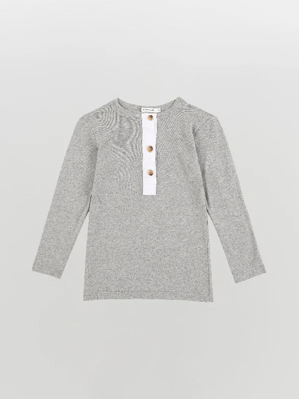 Smart Comfort Wear mini rib placket long sleeve t.shirt