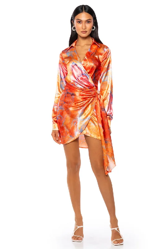 Relaxed Jackets FALL FOR ME WRAP MINI DRESS IN ORANGE